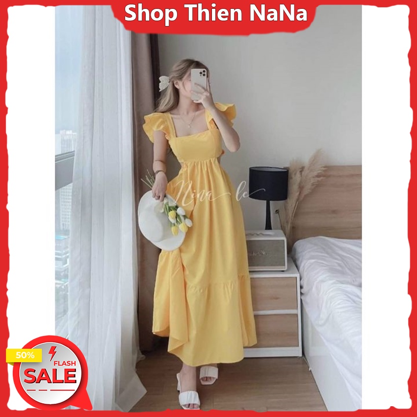 Đầm maxi hai dây bản to dáng suông dài tiểu thư chất tơ mềm siêu xinh, Váy 2 dây nữ dáng dài đi biển rẻ đẹp