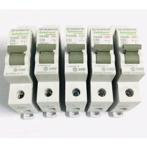 Cầu dao tự động, CB Tép 1 Pha 6A,10A,16A,20A,25A,32A,40A,50A,63A Sino Vanlock - Ps45N/C10- Hàng chính hãng BH 12 Tháng
