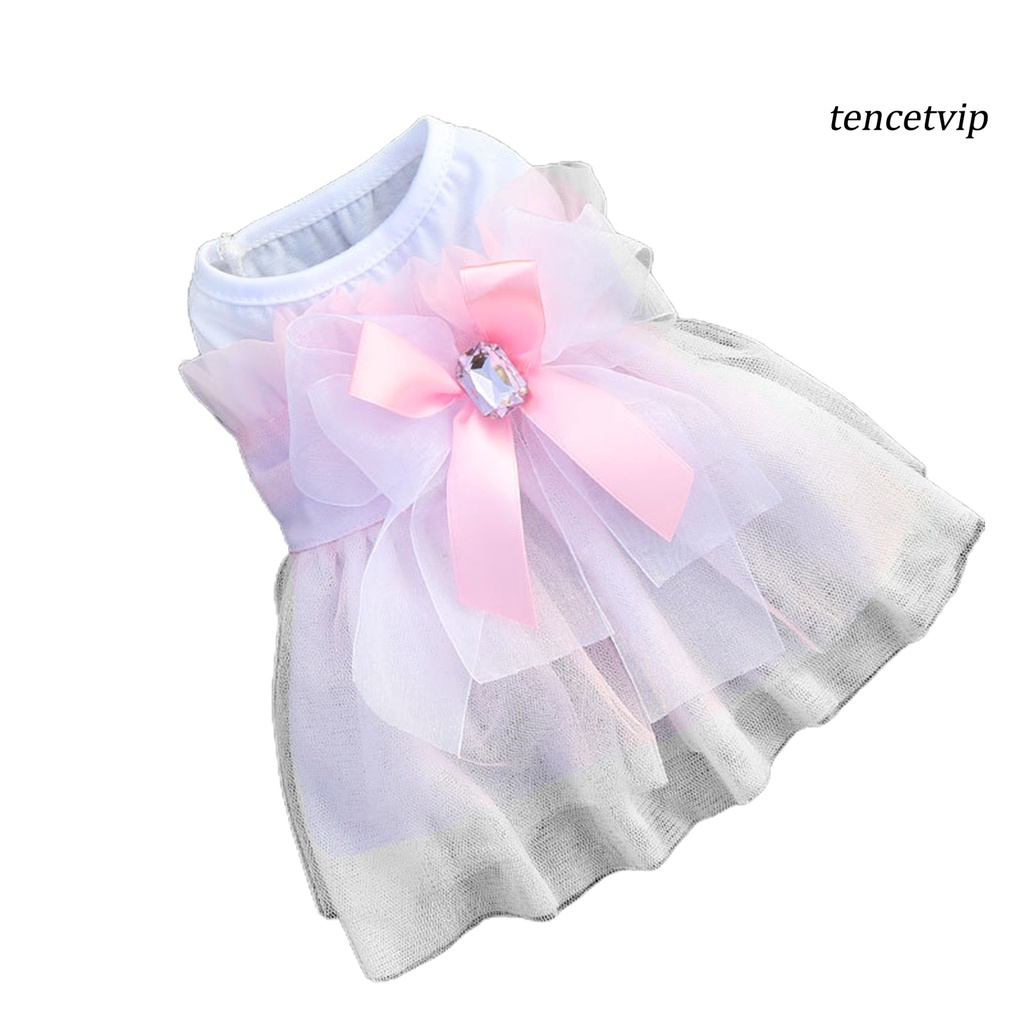 Đầm Công Chúa Cổ Tròn Bằng Polyester Đính Nơ Dễ Thương Cho Thú Cưng