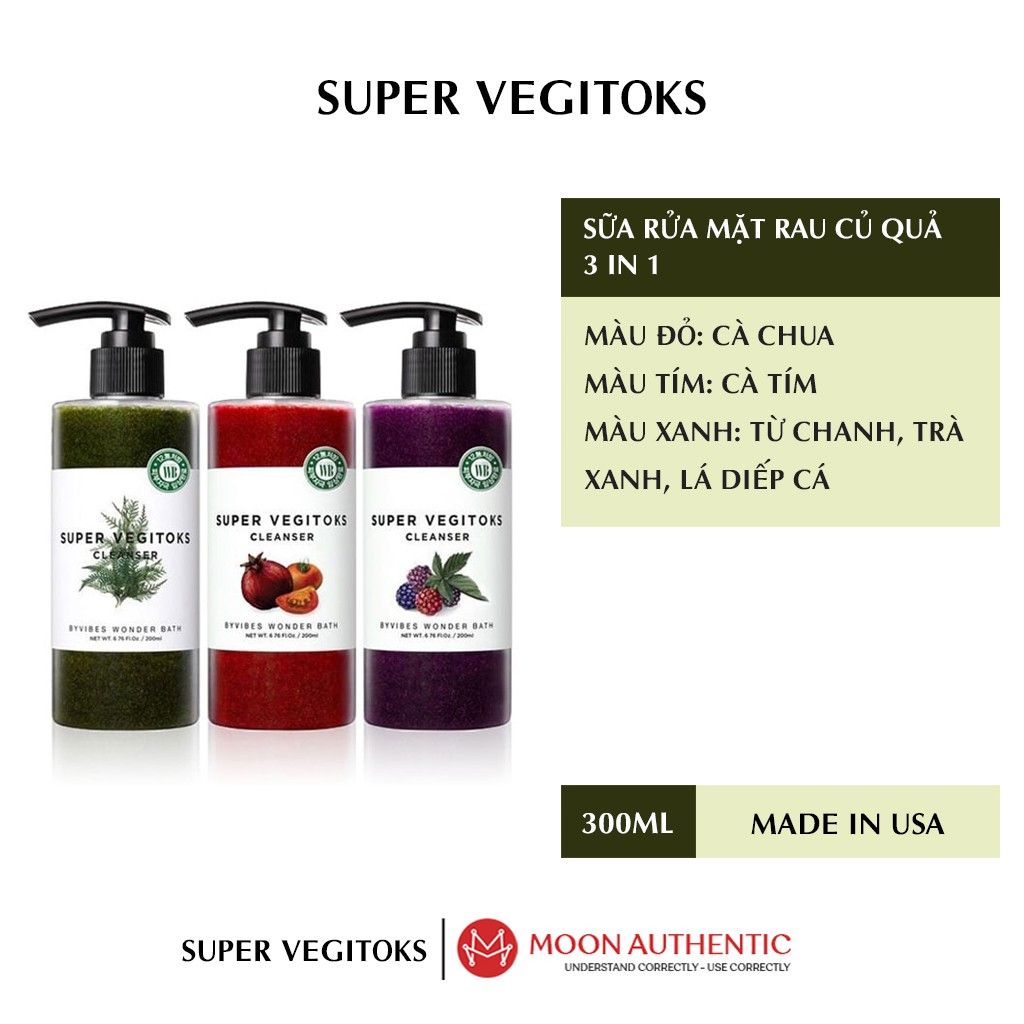 Sữa Rửa Mặt Rau Củ Quả Thải Độc Super Vegitoks Cleanser 300ml