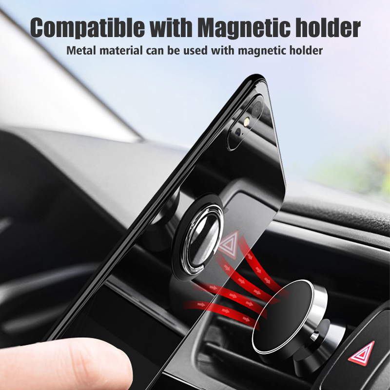 HdoorLink Mobile Phone Finger Ring Holder Thin Cellphone Desktop Stand Car Mount Plate 360 Rotatable Smartphone Support