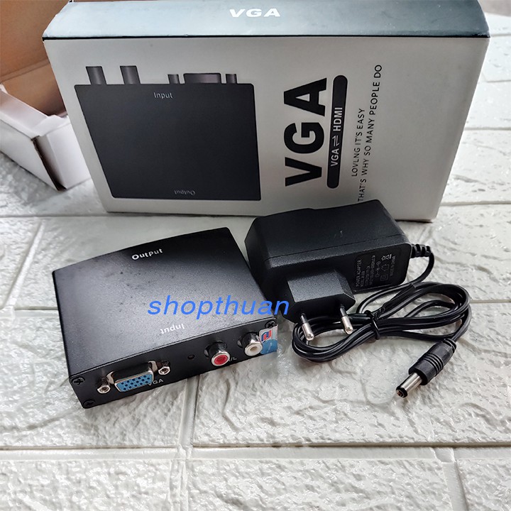 Box Chuyển Đổi Tín Hiệu Từ VGA +AV to HDMI - Có Kèm Theo Adaptor