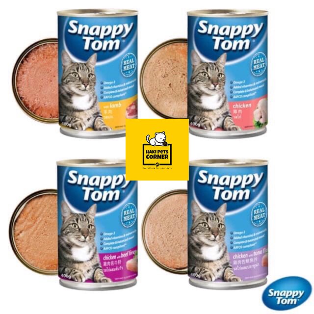 Thức ăn cho mèo, pate cho mèo lớn Snappy Tom lon 400g