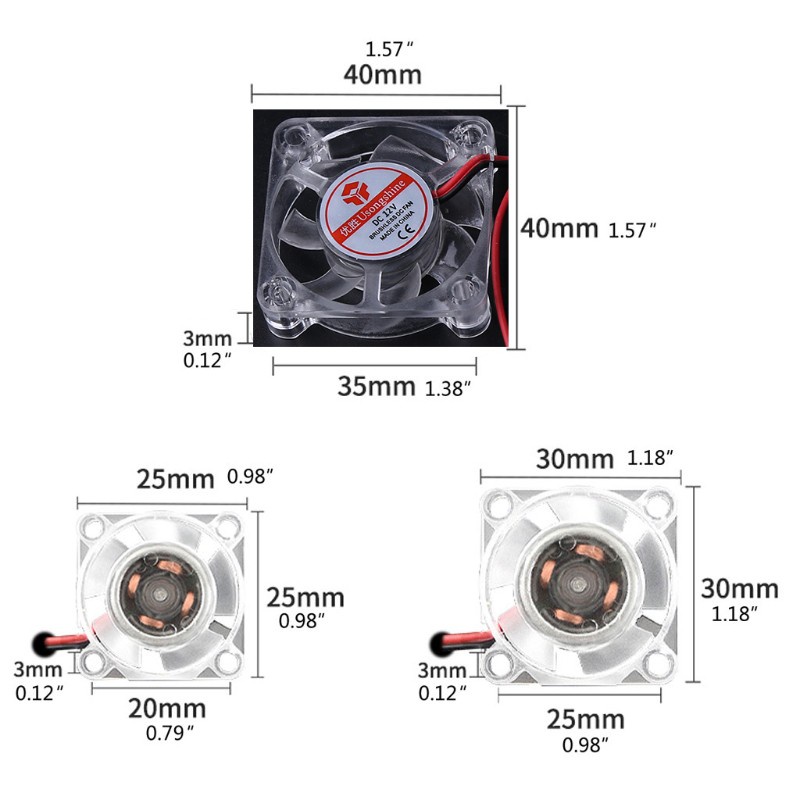 Quạt Tản Nhiệt Có Đèn Led 2510 3010 4010 12v 24v Không Gây Tiếng Ồn Cho Máy In 3d