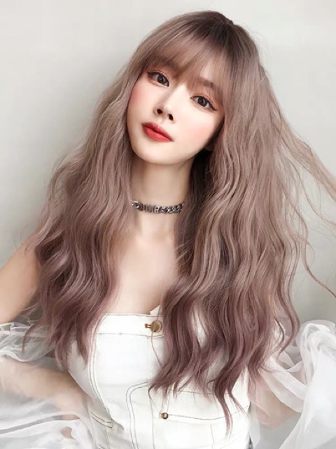 Tóc giả nguyên đầu xù lửng  hồngFREESHIP❤️❤️ mã 8184