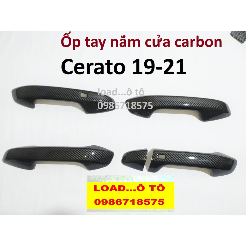 Bộ Ốp Tay Nắm và Hõm Cửa Xe Kia Cerato 2019-2021 Mẫu Vân Carbon Cao Cấp