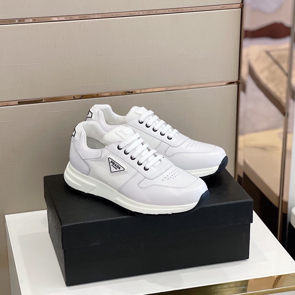 Giày thể thao nam cao cấp da thật PRADA thiết kế hiện đại, nhẹ với lớp lưới thoáng khí mang đến sự thoải mái