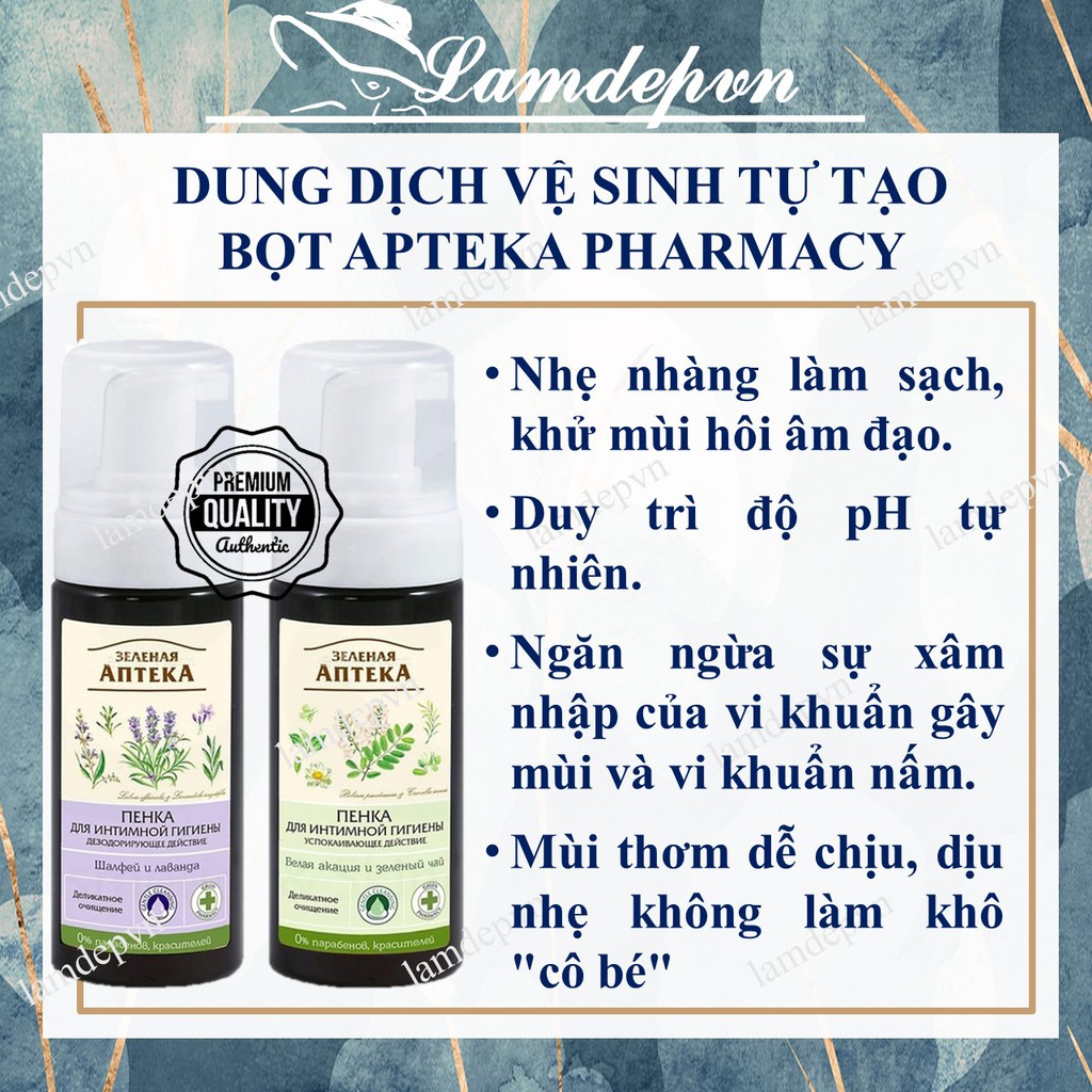 [ Dạng Bọt ] Dung Dịch Vệ Sinh Phụ Nữ Nga Zelenaya Apteka Green Pharmacy 150ml