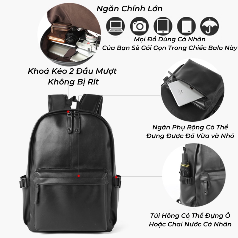 Balo da nam phong cách Hàn Quốc - Ba lô da mềm
