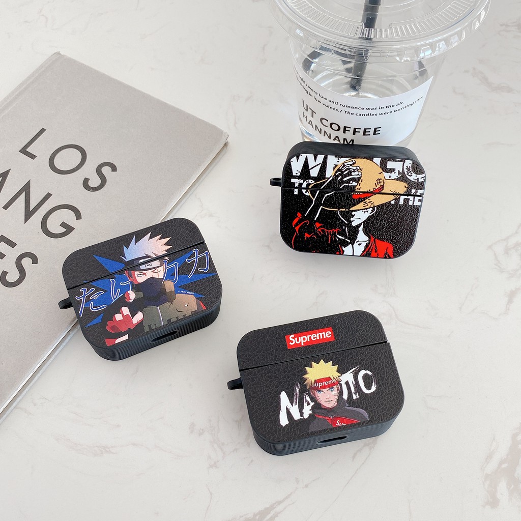 Vỏ Bảo Vệ Hộp Sạc Tai Nghe bluetooth Không Dây Airpods gen 3 pro Hình Vuông Họa Tiết Naruto Luffy