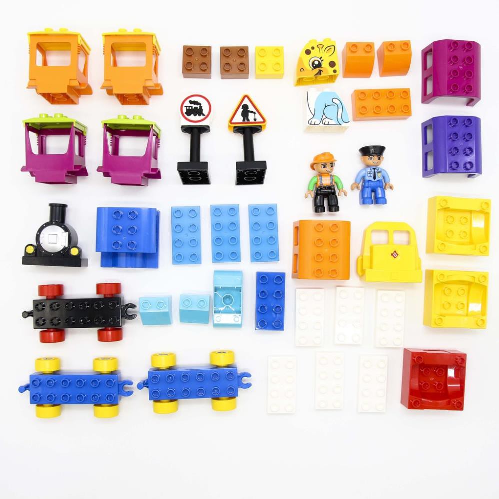 [Freeship 10k] Bộ đồ chơi lắp ráp Smoneo Duplo tàu hỏa, động vật Toyshouse - 60 mảnh ghép 77007 Sản phẩm chính hãng