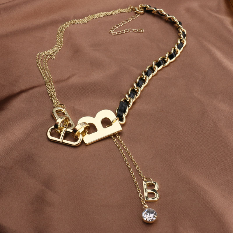 Vòng cổ hai lớp loại dày họa tiết chữ B thời trang độc đáo 22869