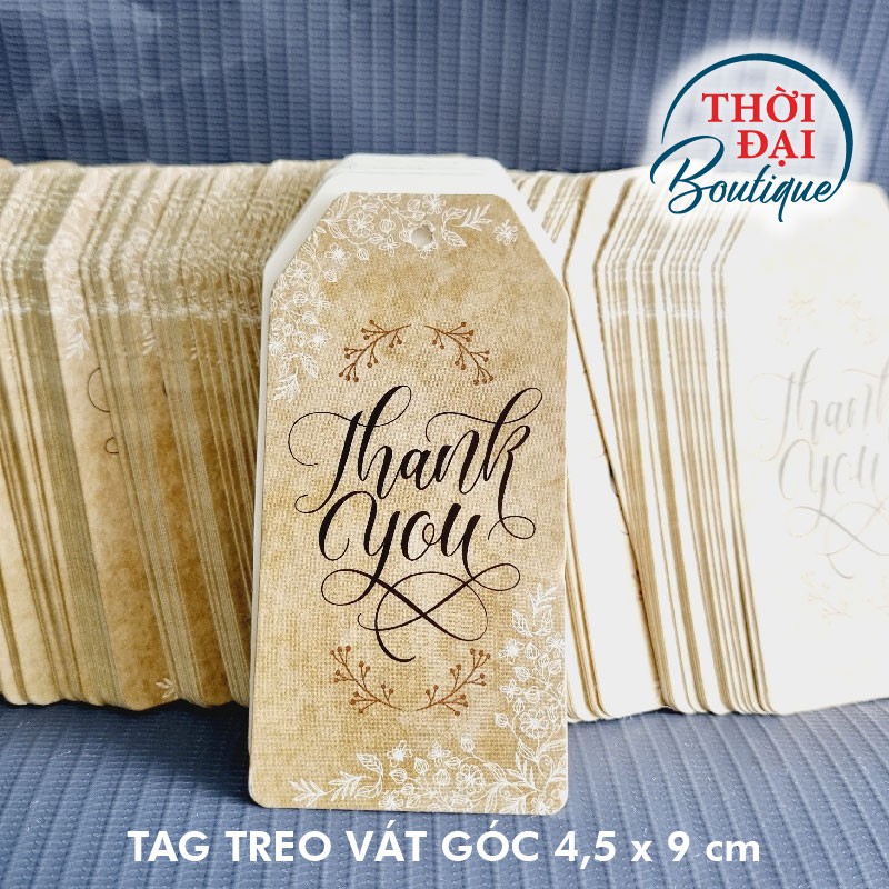 100c - Tag nhãn treo giấy vát góc Thank You nền vân giấy