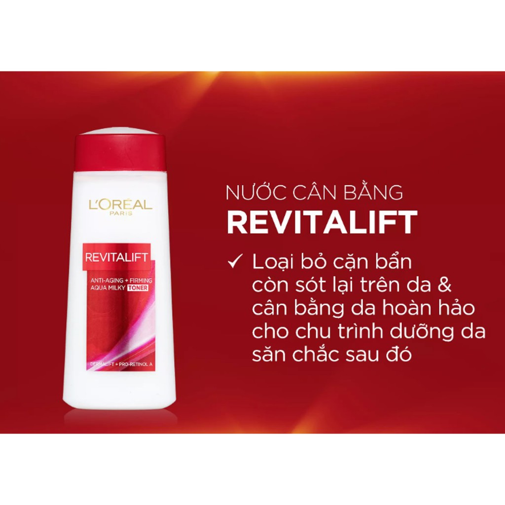 Nước Hoa Hồng Săn Chắc Da Và Se Khít Lỗ Chân Lông L'oreal Paris Revitalift Aqua Milky Toner 200ml