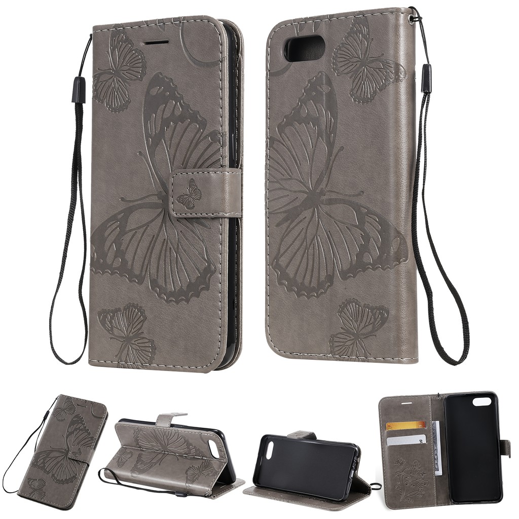 Casing OPPO A1K/Realme C2 embossed butterfly leather shell phone case