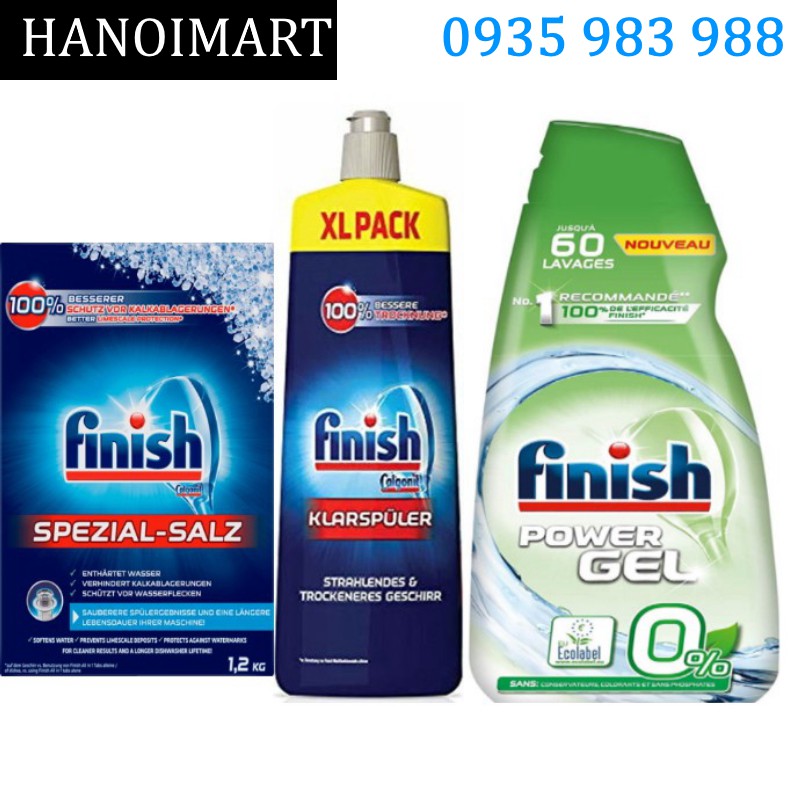 Combo Nước rửa bát Finish hữu cơ 900ml + Muối Finish 1.2kg + Nước làm bóng Finish 750ml0 - HANOIMART