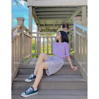 Set áo thun quần ngố caro ( ảnh thật &@