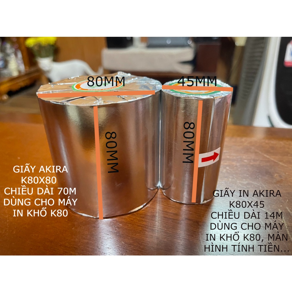 GIẤY IN BILL  K80 K58(Pos,taxi) GIẤY IN NHIỆT, IN HÓA ĐƠN NHÀ HÀNG, CÀ PHÊ, TẠP HÓA, SIÊU THỊ - Cuộn Lẻ Đường Kính 45mm