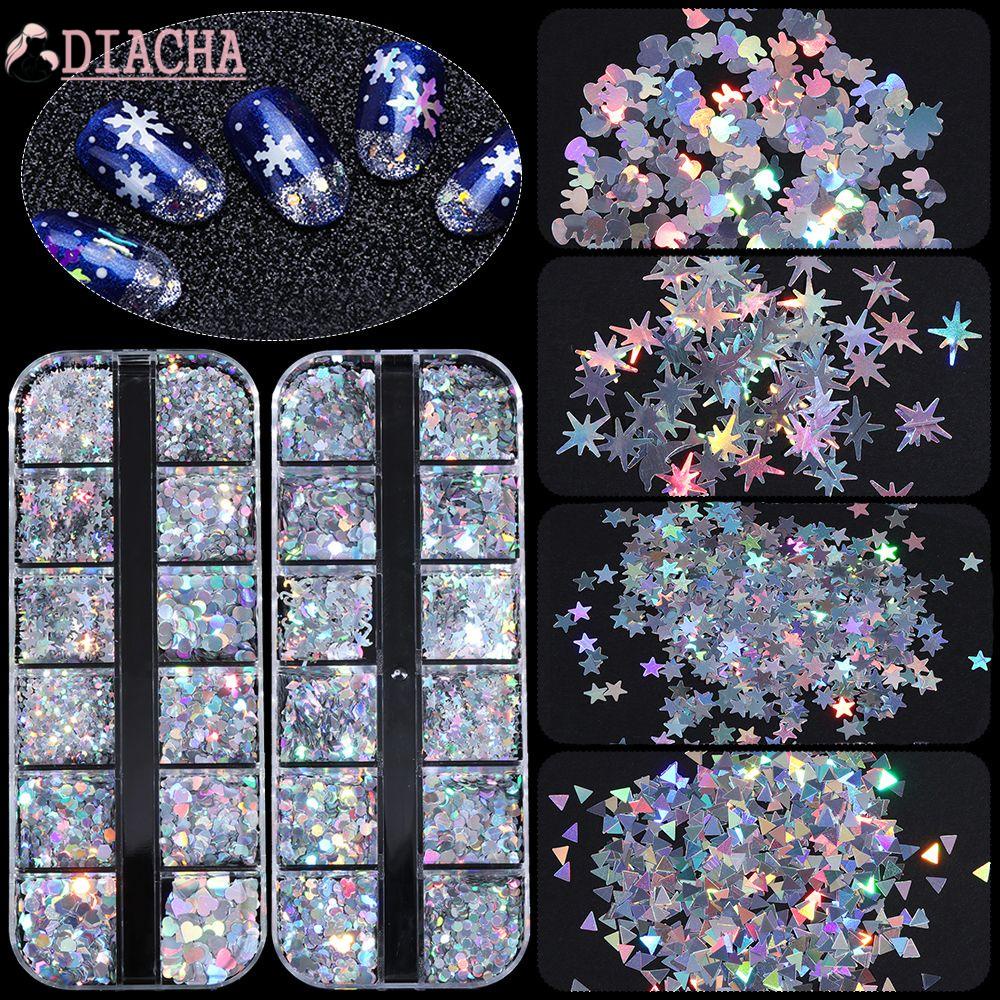 [Hàng mới về] Kim tuyến trang trí móng tay nghệ thuật họa tiết ngôi sao/mặt trăng 3D lấp lánh