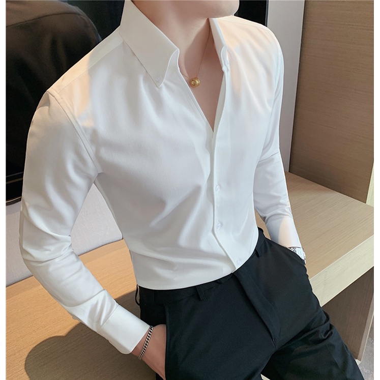 Áo Sơ Mi Nam Mẫu Mới Phong Cách Trẻ Trung, Áo Sơ Mi Nam Màu Trơn Chất Vải Mềm Mịn Chống Nhăn Cao Cấp