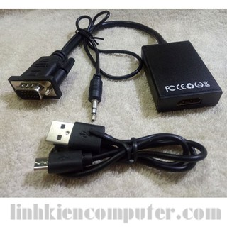 Bộ Cáp chuyển đổi tín hiệu từ VGA sang HDMI có âm thanh + Cáp Micro USB cấp nguồn