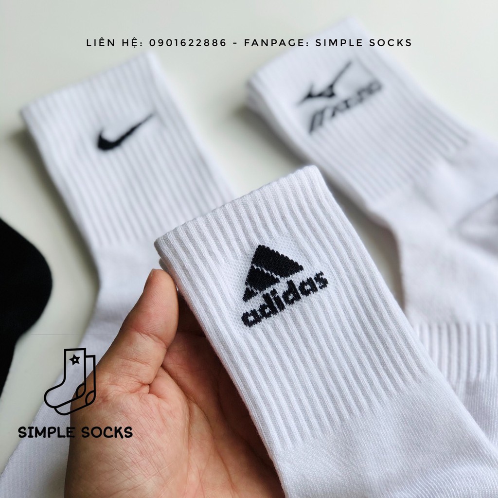 Vớ Cổ Cao Nike Adidas Mizuno Chất Dệt Kim Thời Trang Giá Rẻ 💖SIMPLE SOCKS💖 Tất Vớ Thể Thao Adidas Nike Thoáng Khí