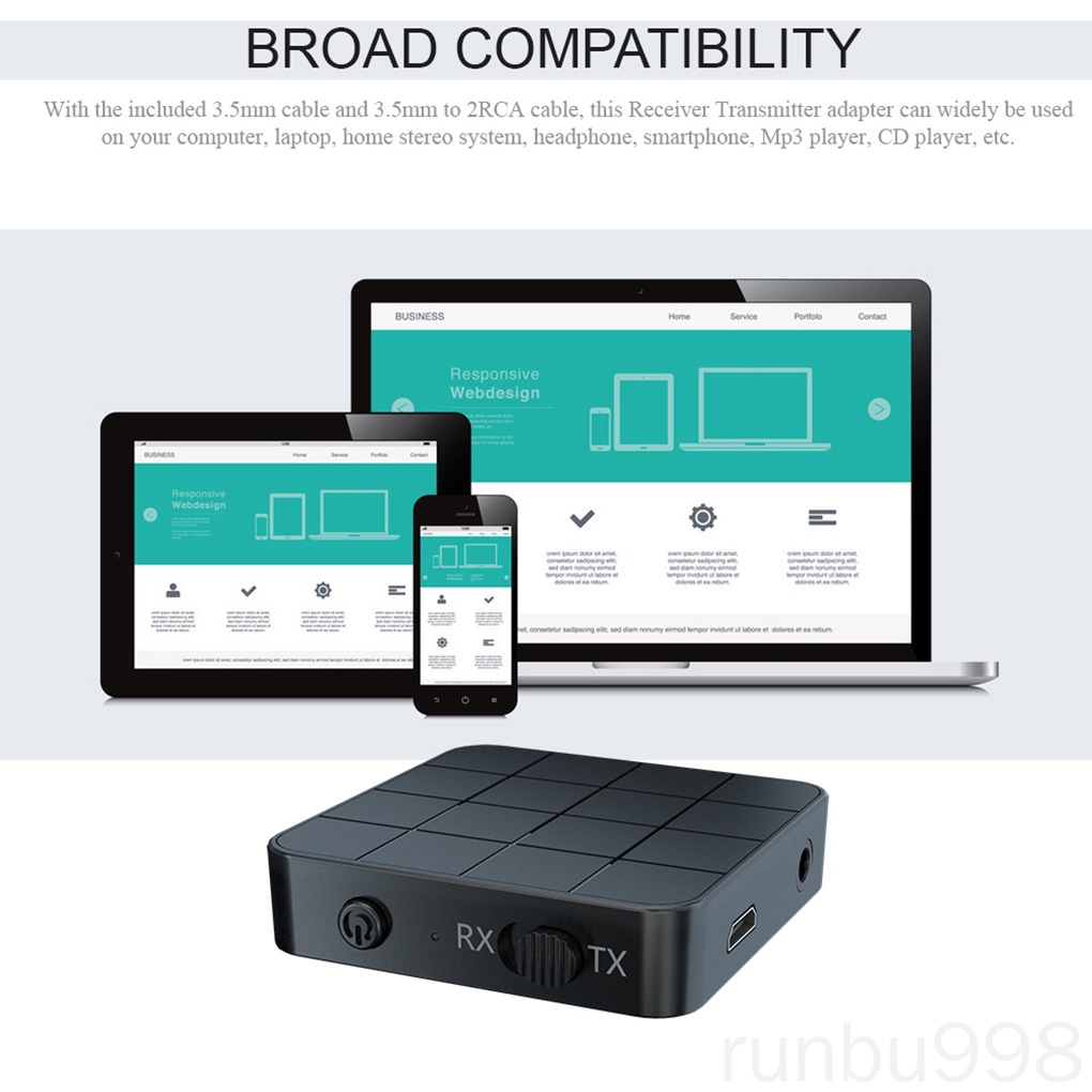 Bộ chuyển đổi âm thanh bluetooth 5.0 2 trong 1 jack 3.5mm AUX RCA cho loa TV