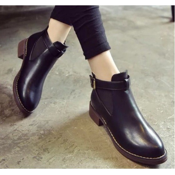 [CHẤT LƯỢNG] Giày boot chelsea đế thấp 1 khóa phong cách retro cá tính sang trọng S426