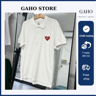 Áo polo nam nữ hình trái tim áo polo oversize chất cotton 2c - gaho store