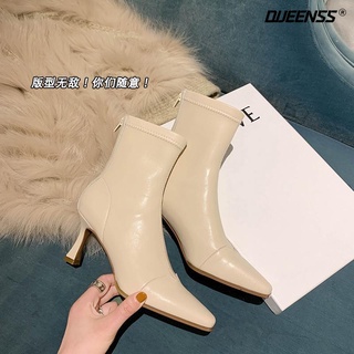 Giày Boot Cao Gót Mũi Vuông Phong Cách Hàn Quốc