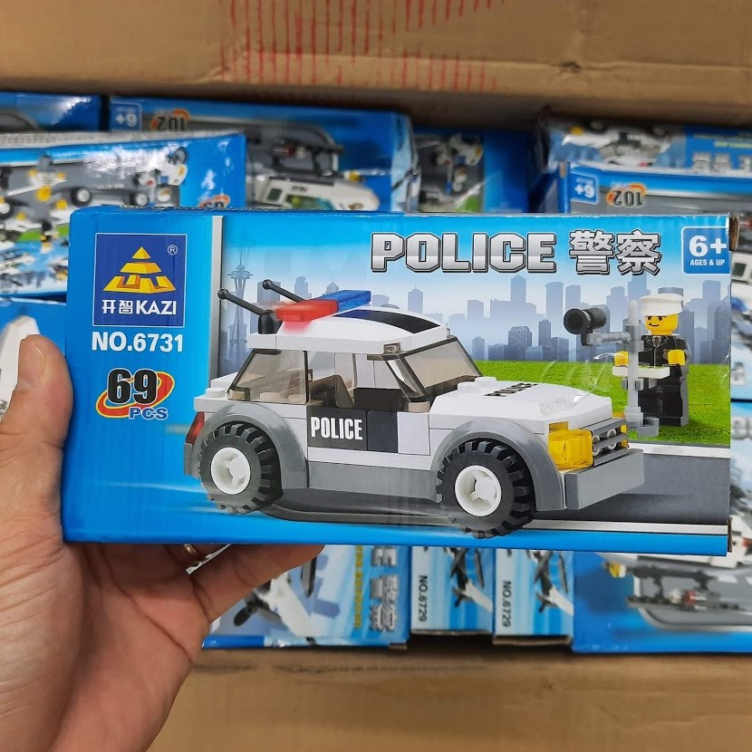 Bộ ghép hình lego mô hình xe ô tô cảnh sát 69 chi tiết No.6731 đồ chơi cho bé