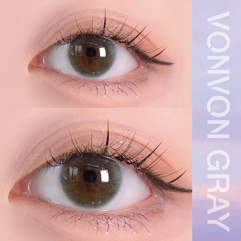 Kính áp tròng THUY LENS cho mắt cận màu xám sáng độ cận từ 0 - 8 Von Von Gray