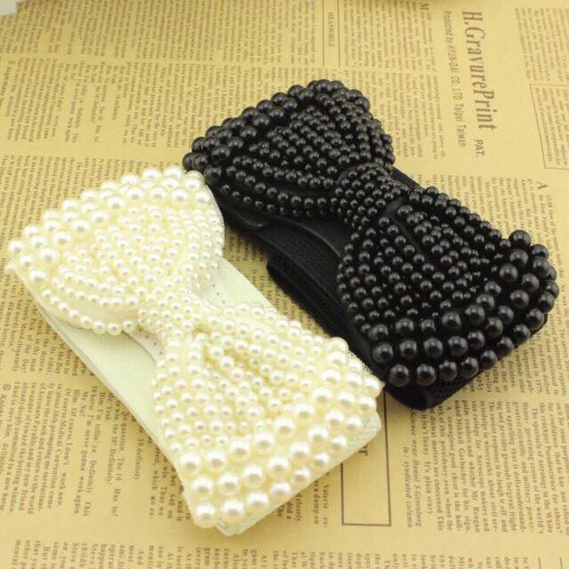 Đai váy chun co giãn kết nơ hạt bản 6cm