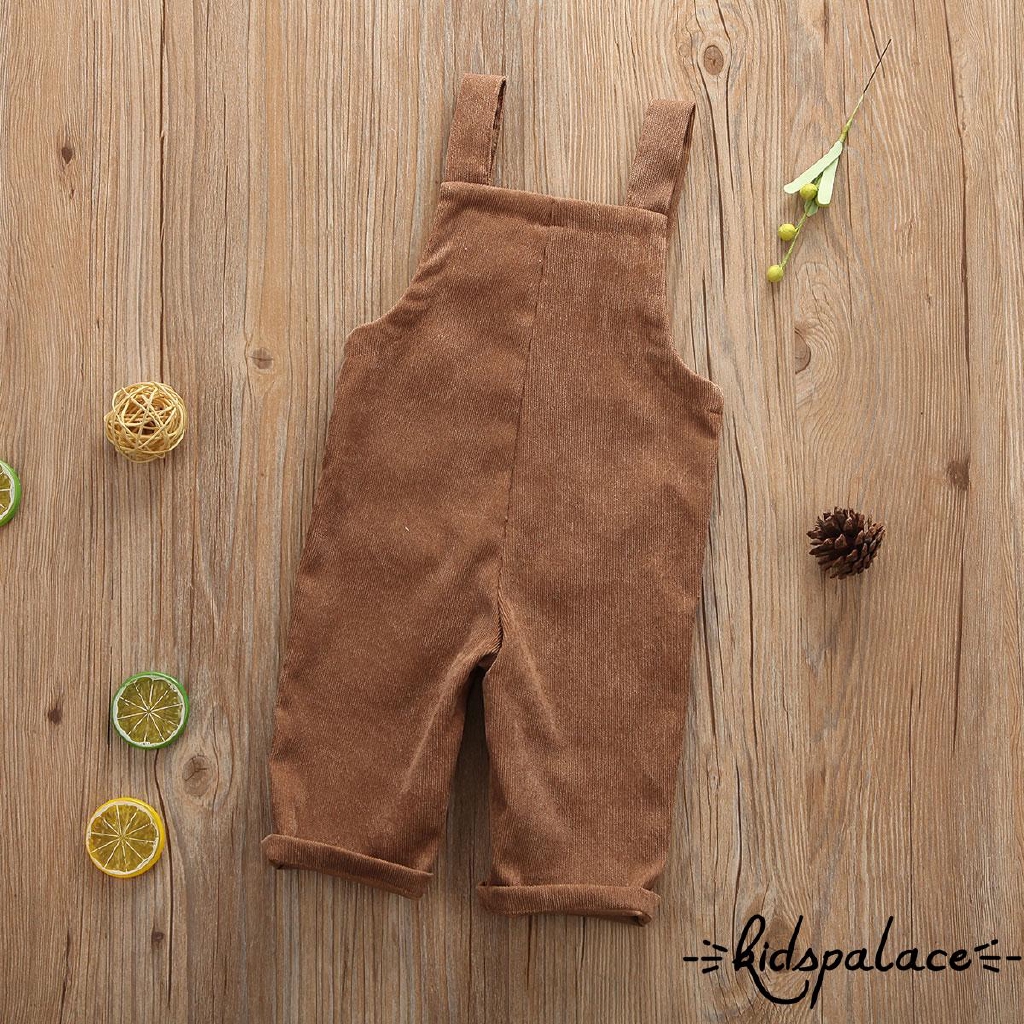 ➤♕❀❤Toddler Baby Boys Winter Warm Pants Solid Color Thicken Corduroy Bib Pants