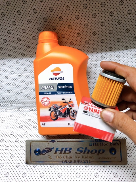 Nhớt Repsol sintetico 10w40 1L kèm lọc nhớt yamaha