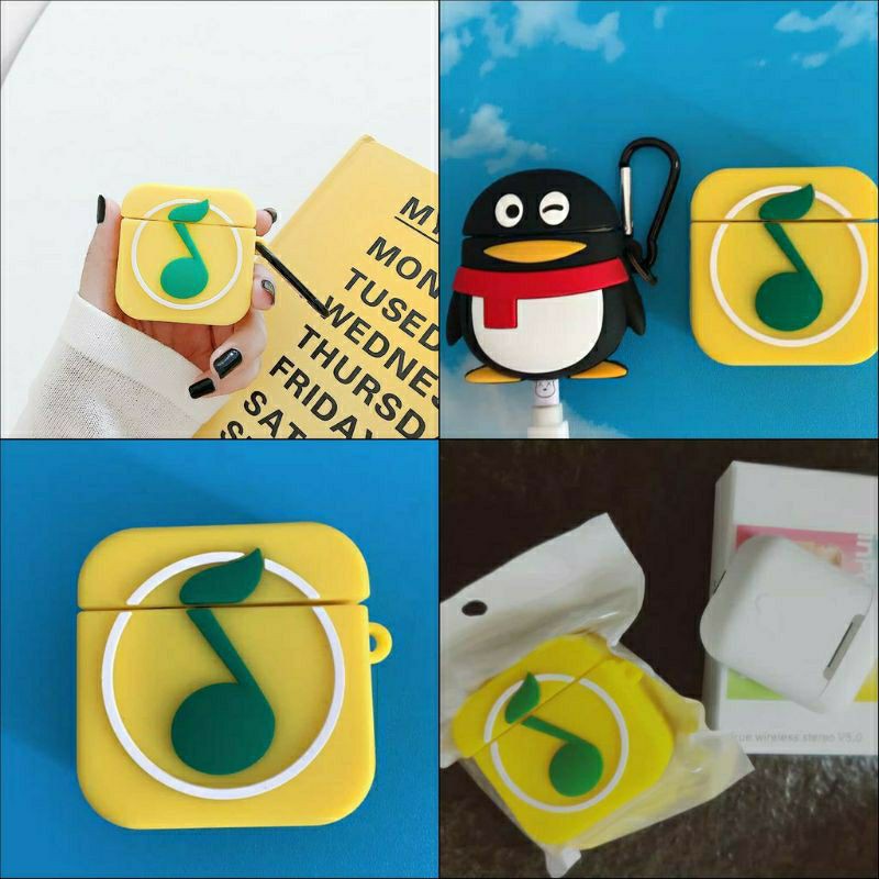 (Order 7 ngày) Case bảo vệ Airpods 1/2/i9s/i11/i12 app âm nhạc màu đỏ vàng xanh dương