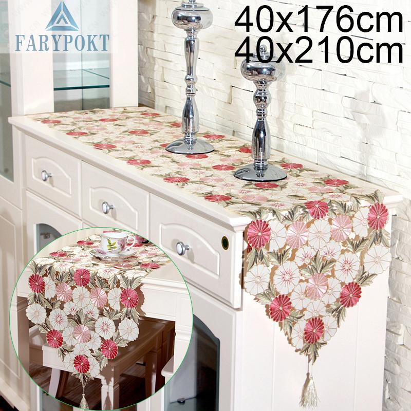 Table Runner Banquet Wedding Party Polyester Embroidered Tablecloth Waterproof Desk Home Kitchen Dining Display
