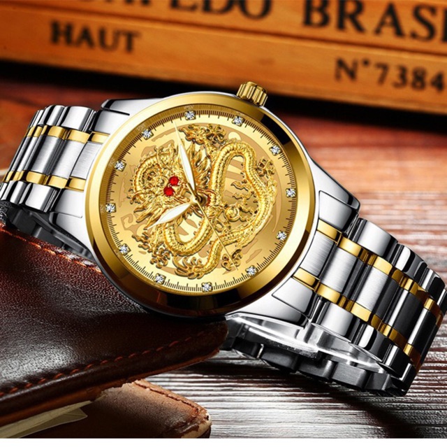 Đồng hồ nam mặt hình 3D rồng nổi bật quyền quý cực đẹp, kiểu dáng thời trang, phong cách lịch lãm ( Mã: AF23 )