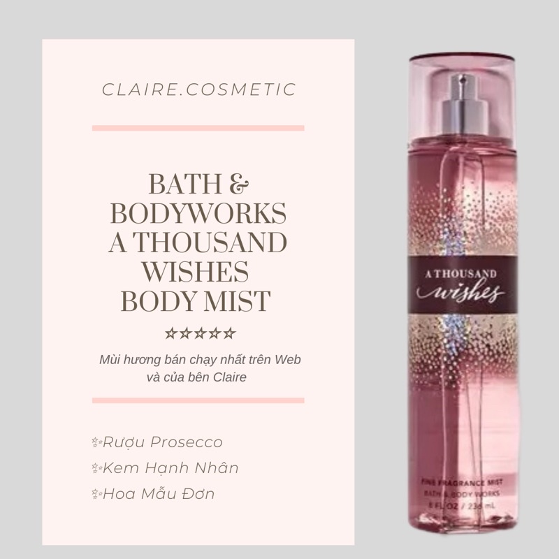 Xịt Thơm A Thousand Wishes Bath and bodyworks