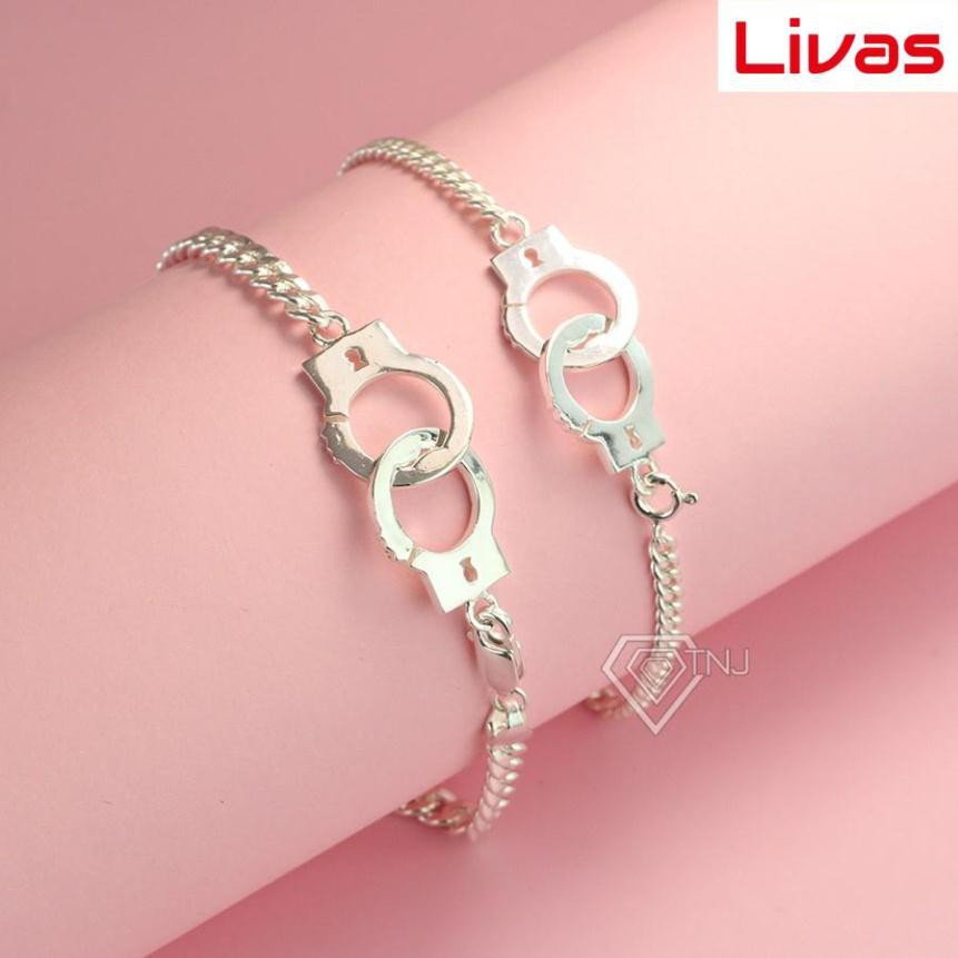 Lắc tay cặp đôi bạc còng số 8, vòng tay cặp nam nữ LTD0010 - Trang Sức LIVAS