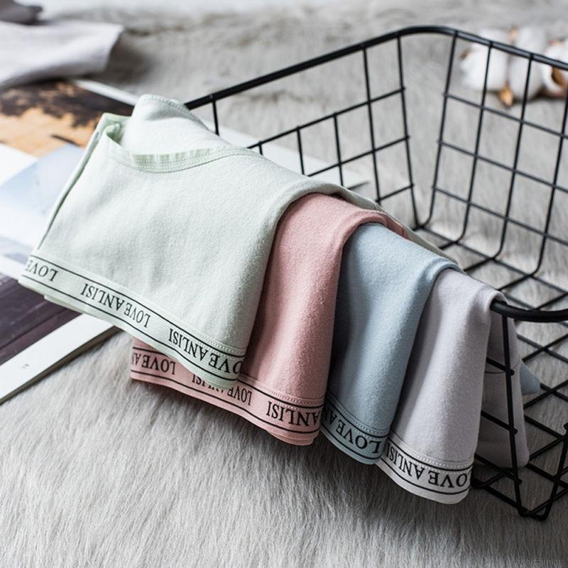 Quần lót cotton không đường may lưng vừa màu trơn phong cách Nhật Bản dễ thương cho nữ