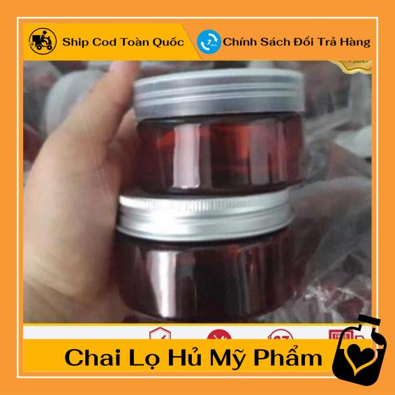 Hủ Đựng Kem ❤ TOP GIÁ RẺ ❤ Hũ nhựa pet Nâu,Đen 100g đựng mỹ phẩm, thực phẩm, đồ khô, ngũ cốc