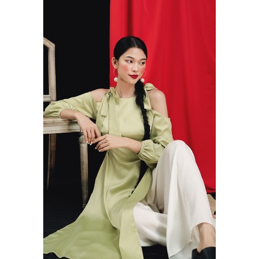 Áo dài MIEU Xuân Phương - HJ01 (Xanh lá)