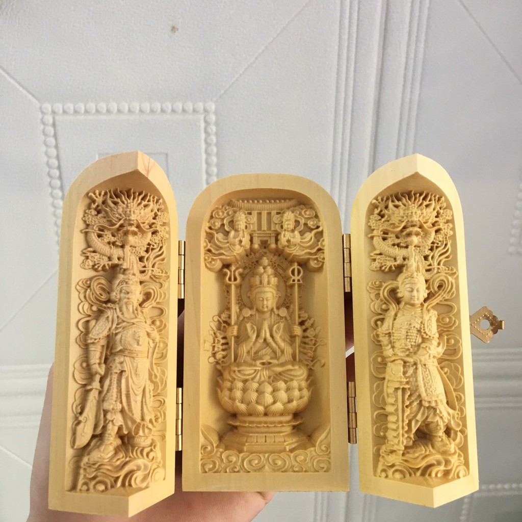 Bộ tượng phật gấp gọn - gỗ hoàng dương