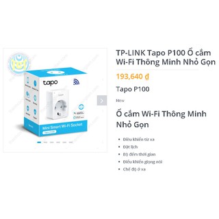 Ổ cắm Wi-Fi Tapo P100 Thông Minh Nhỏ Gọn