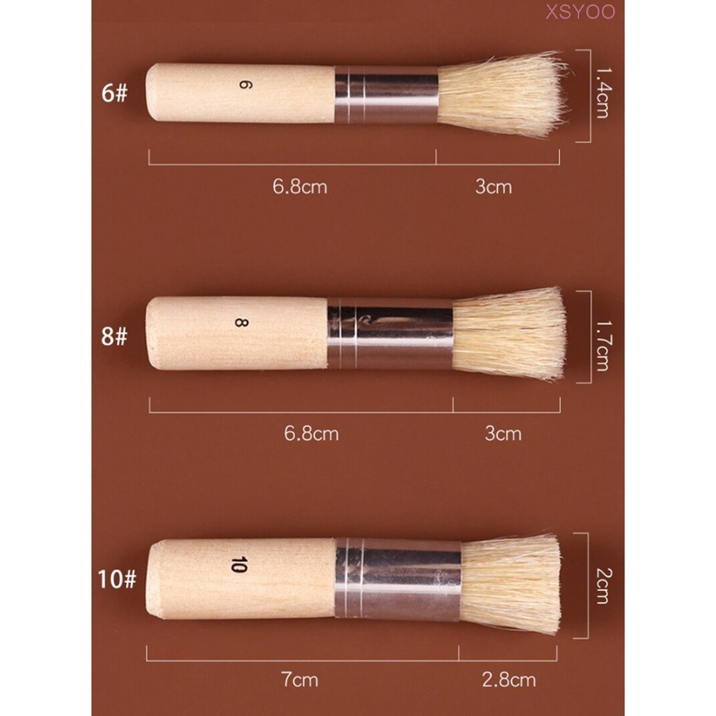 Bộ cọ vẽ đầu tròn lông lợn, cọ vẽ Stencil Brushes set 3 cây Mont Marte