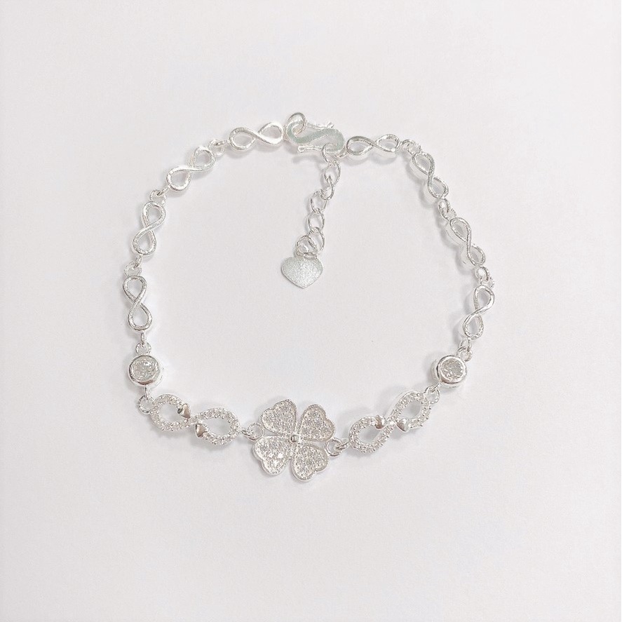 Lắc tay bạc nữ cỏ 4 lá may mắn - Trang sức bạc Evasilver