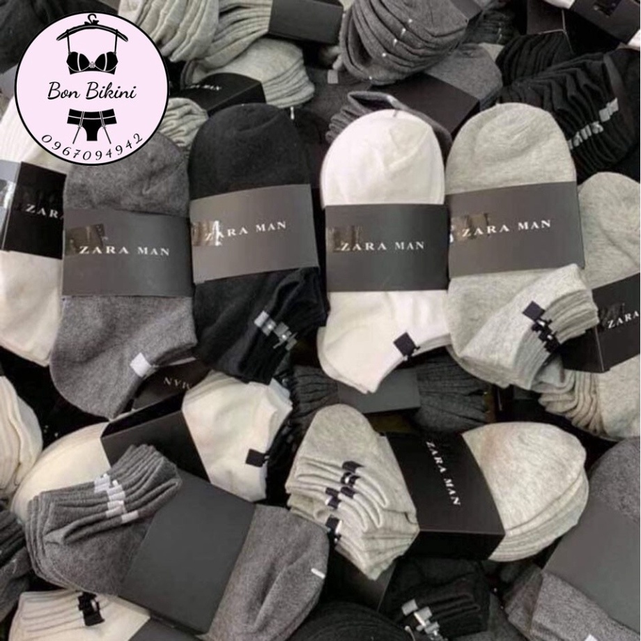 SET 10 ĐÔI❤️Tất Nam Cổ Ngắn Zara ❤️ Co Giãn Tốt,Thấm Hút Mồ Hôi.
