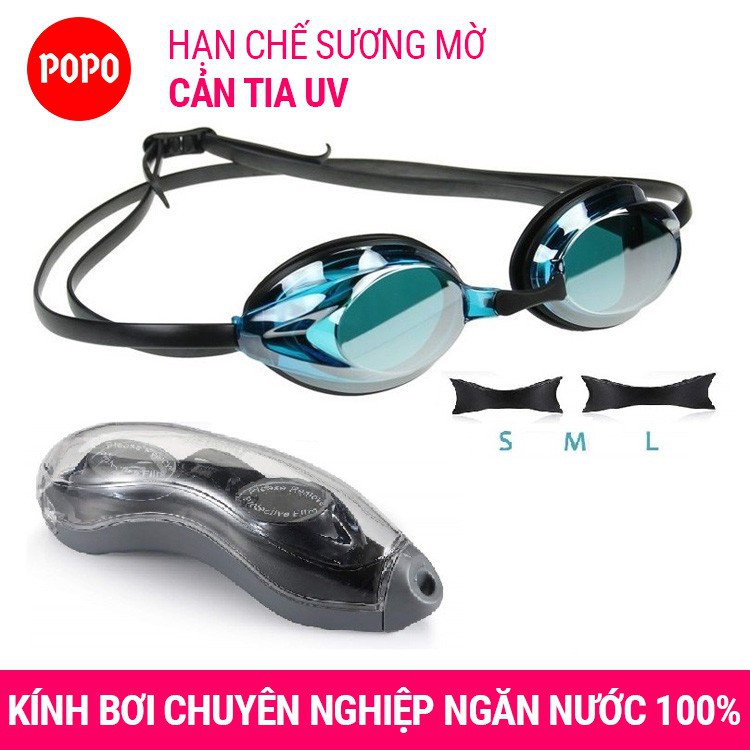 Kính bơi người lớn cho nam, nữ thi đấu chuyên nghiệp chính hãng POPO 1154 mắt kiếng bé trẻ em nhỏ gọn cản tia UV