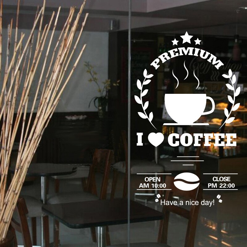 Đề Can Vinyl Nghệ Thuật Dán Tường / Kính Cửa Hàng Cà Phê / Trà Sữa Trang Trí Quán Cà Phê